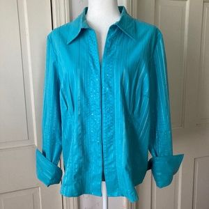 Turquoise Blue Stretch Shirt with Sequins